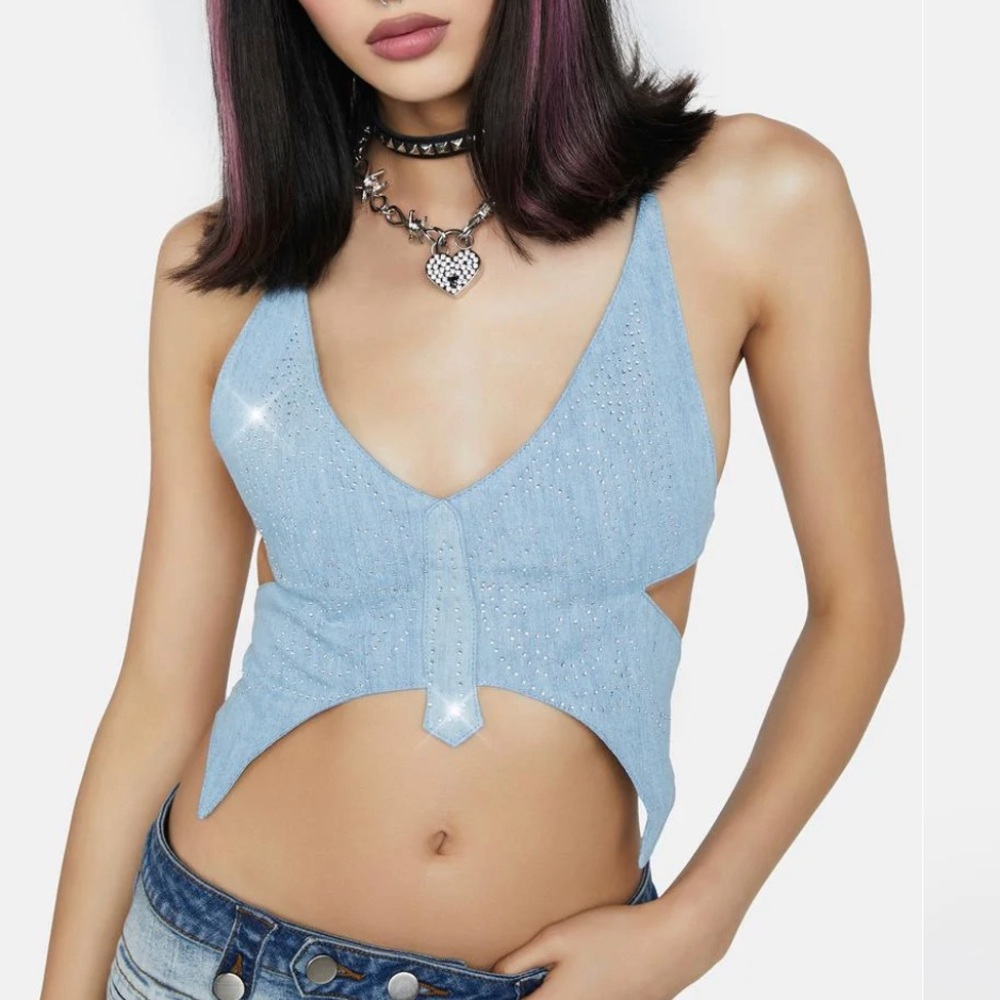 NGOrder Butterfly Denim Halter